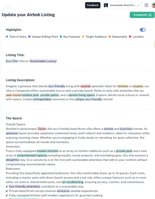 airbnb listing rentamira