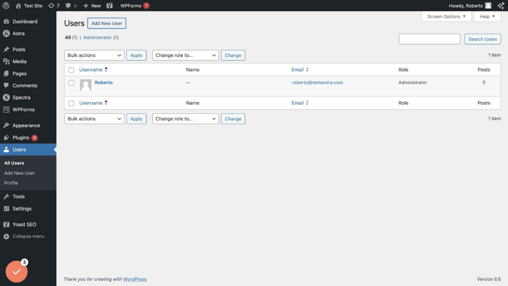 How to connect Rentamira to WordPress 2 Click on "Add New User"