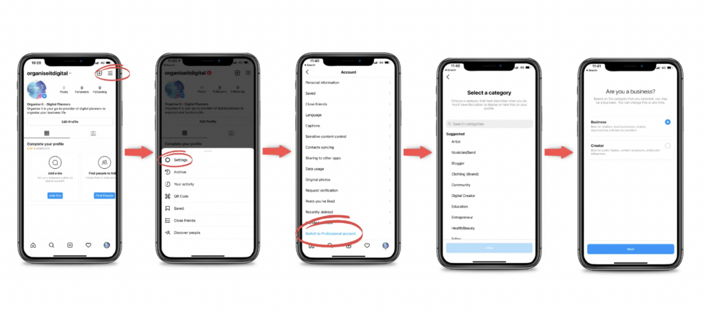 How to Create and Connect a Business Account in Facebook and Instagram 1 Switch to business account